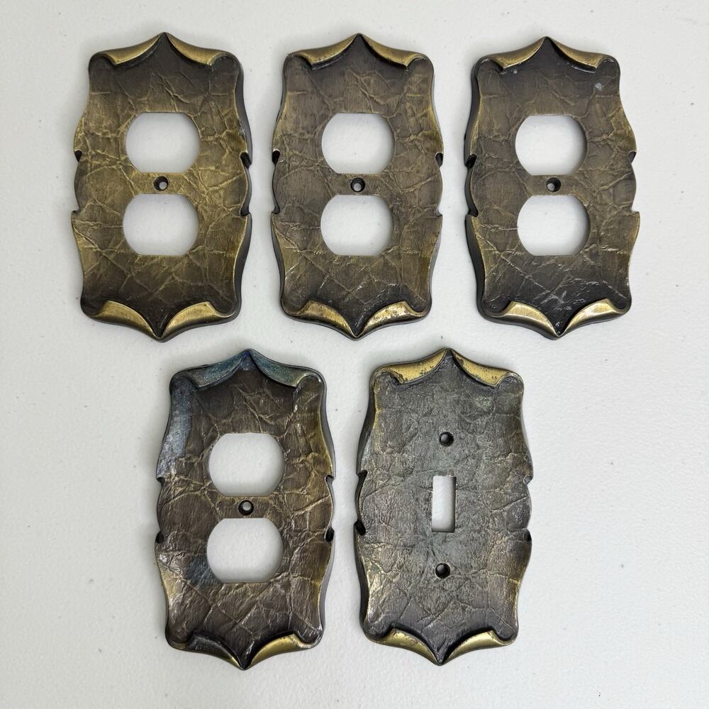 Amerock Carriage House Metal Switch Plate & Outlet Covers Antiqued Brass MCM 70s